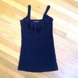 Black Tank Top Ruffles Sz XS Susina
